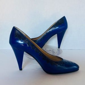 Vtg. Mario Valentino, Italy 2 tone cone heel pumps
